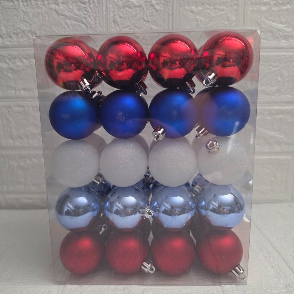 New 40-Count Red White & Blue Ornaments, 7.7" patriotic 4th of July